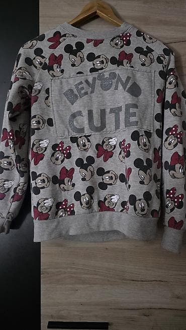 kolica za školsku torbu: Dečji duks sa likovima Mikija i Mini Maus, sivi melanž. - Allover — 3