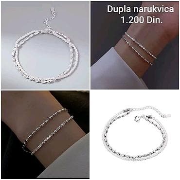 ferrero rocher srce: Posrebrene duple narukvice od hirurskog čelika sa žigom S925. - — 2