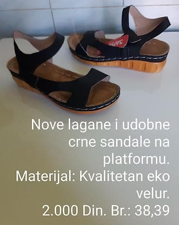 Crne ženske sandale na platformu - Lagane i udobne, idealne za