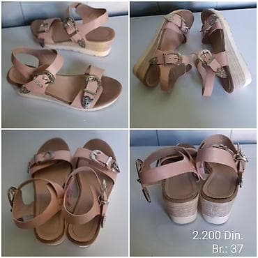 burme od srebra: Sandale na punu petu, broj 37 - Materijal: kvalitetna eko koža - — 3