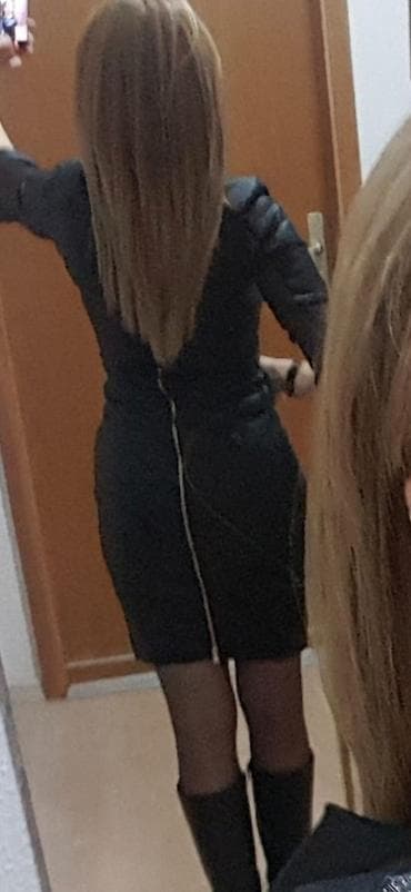 Elegantna crna ženska haljina – uski kroj do kolena - Materijal
