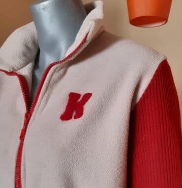 Kompleti, Kombinezoni: Ženska flis jakna sa zipom - Boja: belo telo sa crvenim rukavima i — 1