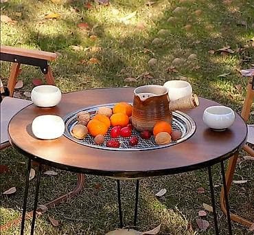 Stolovi: Sto sa ugrađenim roštiljem Materijali visokog kvaliteta: Ognjište je — 3