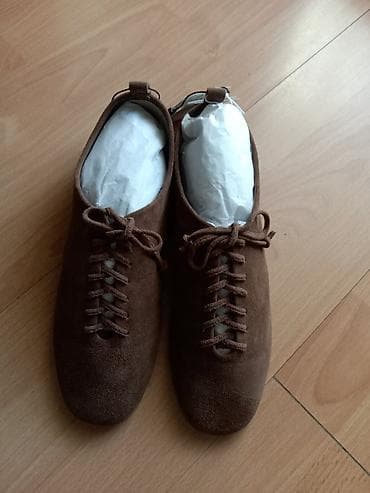 leopard print cipele: Ženske cipele RESERVED – braon antilop - Model: ravne vezane cipele — 1