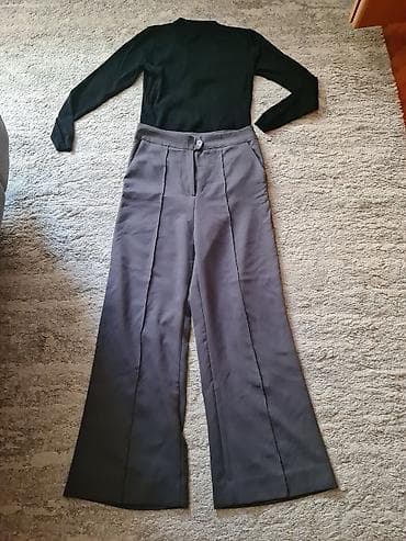 Elegantne ženske pantalone širokih nogavica - Kroj: visok struk