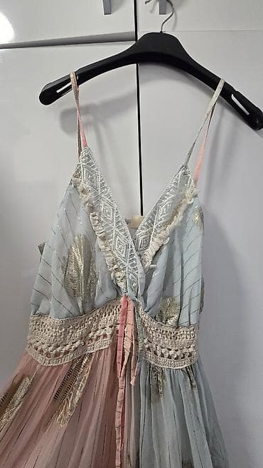 muški veš arilje: Boho maxi haljina na tanke bretele - Romantična, lagana maxi silueta — 2