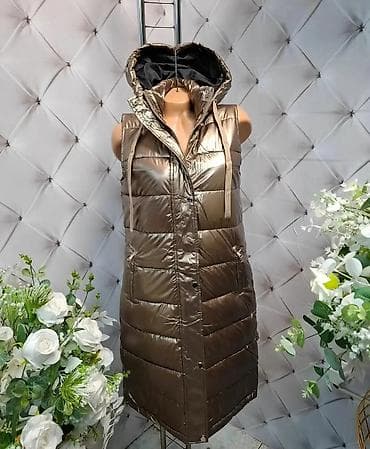 Prsluci: Dugačak ženski prsluk sa kapuljačom (puffer stil) - Model: dugi — 2