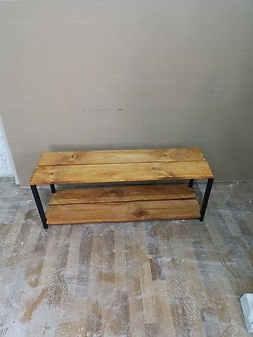 police 30 cm: Industrijski TV sto / niska polica sa dve police - Materijal — 2