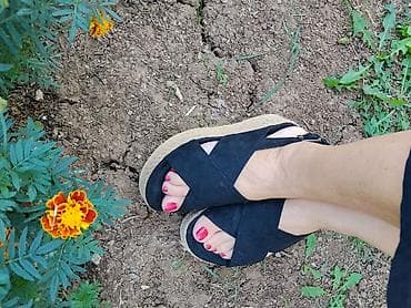 jordanke patike: Ženske platform sandale sa pertlama od jute - Boja gornjišta: crna - — 4