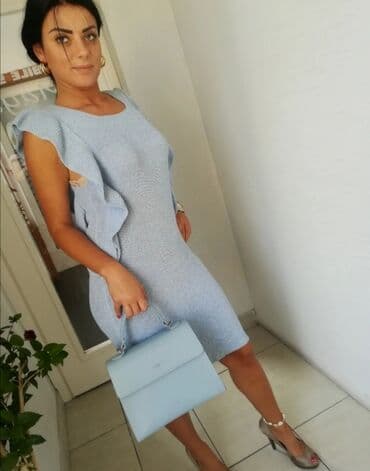 h: M (EU 38), color - Light blue, Short sleeves — 7