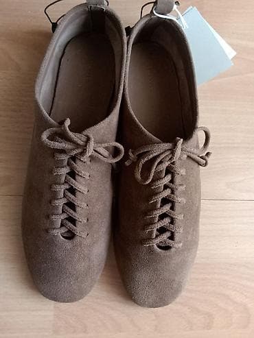 leopard print cipele: Ženske cipele RESERVED – braon antilop - Model: ravne vezane cipele — 2