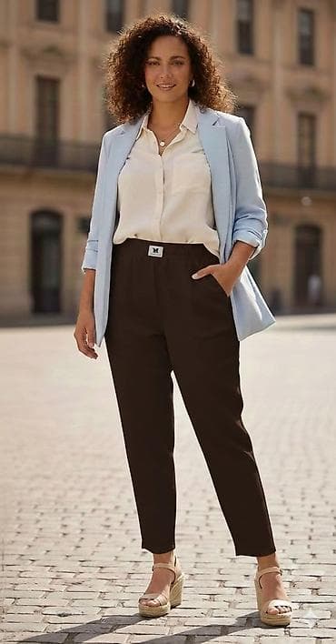 pantalone na kockice: Ženske pantalone – udoban kroj sa elastičnim pojasom 2 komada — 2