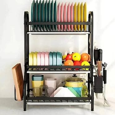 All for country house and garden: Troslojni kuhinjski stalak/ocjeđivač za posuđe sa bočnim držačima - — 1