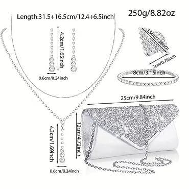 lanac: Komplet elegantnih večernjih aksesoara – torbica + nakit Sadržaj — 3