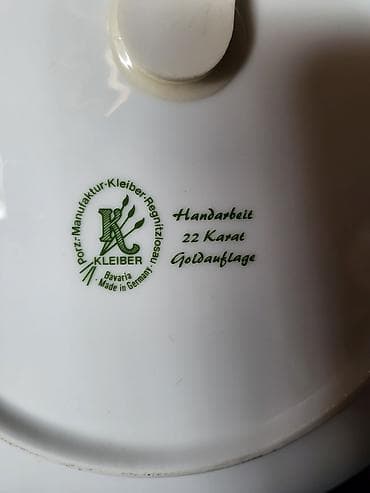 cediljka za caj: Tanjir za zid Klajber porcelan Bavarija rucni rad sa 22- om pozlatom — 9
