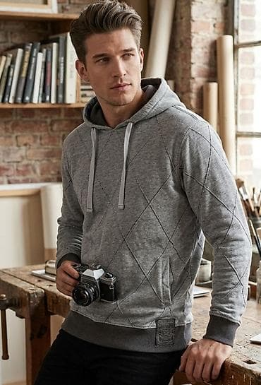 stone island polo: Muška dukserica s kapuljačom – siva - Materijal: mekana pamučna — 1