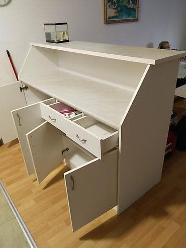 Kuhinjski nameštaj: Šank/kuhinjski pult sa odlaganjem – bela boja - Funkcionalan šank sa — 3