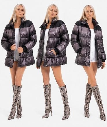 dzemper na preklop: Ženska zimska jakna – puffer model do sredine butine - Kroj: duži — 4