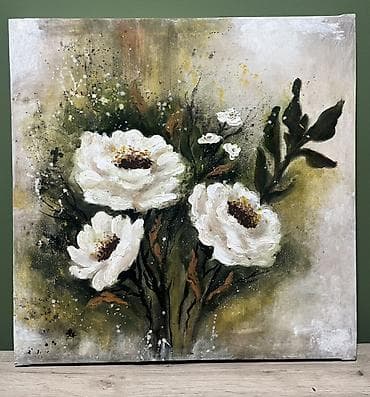 Storage boxes: Ručno rađena akrilna slika na platnu – floralni motiv - Dimenzija — 3