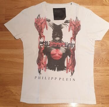muške zimske jakne c a: PHILIPP PLEIN bela muška majica na V izrez. L velicina. Pazuh 49 cm — 1
