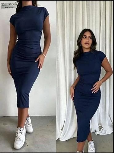 Dresses: Ribana midi haljina sa naborima – model 27807 - Kroj: uska silueta — 8