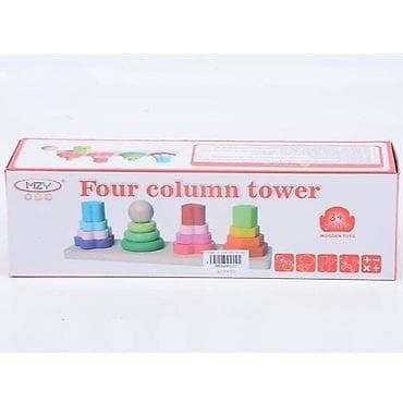 Multifunkcionalna drvena slagalica – Four Column Tower - Edukativna