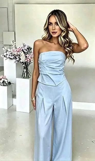 Komplet elegantni korset top bez bretela i široke pantalone. - Set sa na lalafo.rs Komplet elegantni korset top bez bretela i široke pantalone. - Set sa