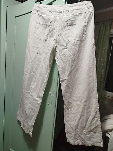 Pantalone: Ženske letnje pantalone – AJC, bela boja - Kroj: ravan/širi nogavice — 5