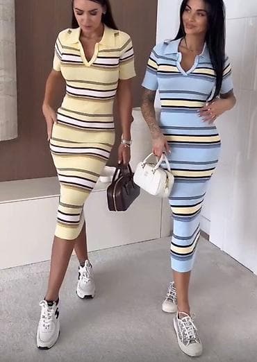 sinsey haljine: ✅Rastegljiva prugasta midi haljina sa kragnom
✅1900 din — 4