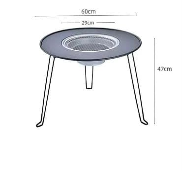 strug za metal cena: Okrugli baštenski sto sa integrisanim roštiljem/ognjištem u centru — 3