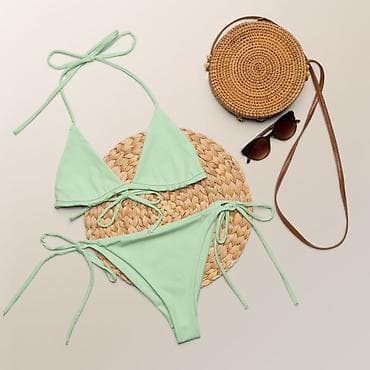 zara basic sako: Ženski bikini set – trouglasti gornji deo i donji deo sa vezivanjem - — 3