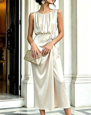 afrika baletanke: Elegantna midi haljina od satenskog materijala Nova kolekcija ✨️ — 7