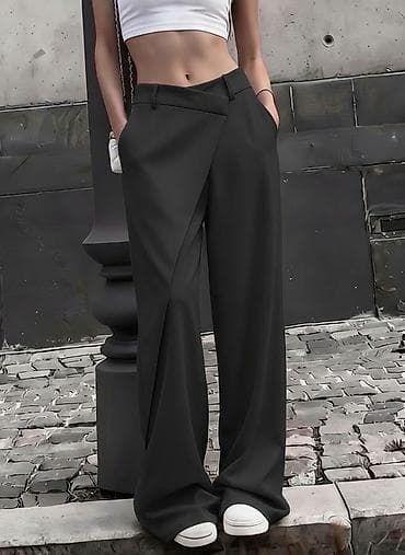 teget baletanke: Ženske široke pantalone sa asimetričnim preklopom Pantalone: 2500 — 3