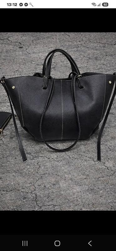 skeleton satovi: Crna ženska torba – shopper/tote model - Materijal: eko koža sa — 1
