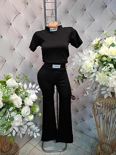 sako i majica: Damski komplet – top sa kratkim rukavima i pantalone sa zvonastim — 4