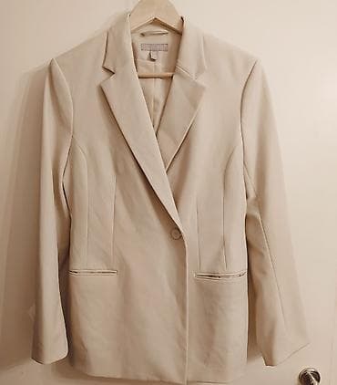 NOVO/H&M ženski blejzer "old money "stil – bež/šampanj ton Ramena