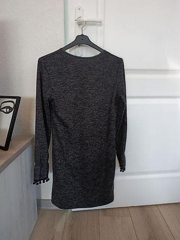 Venčanice i aksesoari: Siva pletena tunika/haljina sa dugim rukavima - Boja: tamno siva — 2