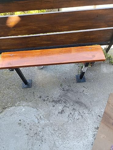 komode cena: Drvena klupa za terasu/baštu sa metalnim stalkama - Sedište: masivna — 3