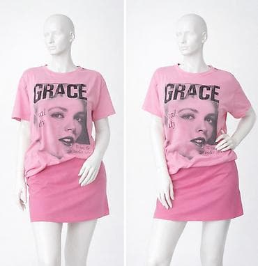 suknja til: Roze oversized majica sa štampom “GRACE” - Boja: svetloružičasta - — 5