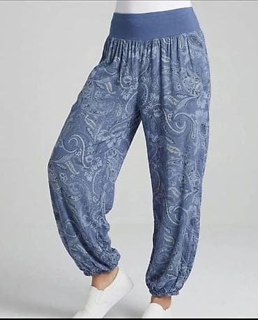 aldo sandale srbija: Ženske lagane pantalone – plave sa paisley dezenom - Kroj: ležeran — 1