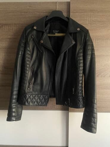 Ostale jakne, kaputi, prsluci: Kožna ženska biker jakna Luciano Collection – crna - Materijal: 100%