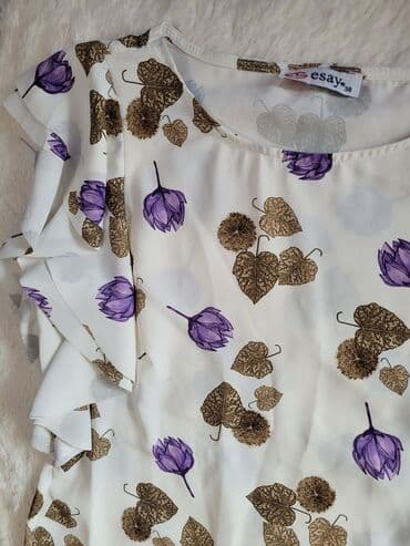 plus size tunike: M (EU 38), Viskoza, Cvetni, bоја - Bela — 2