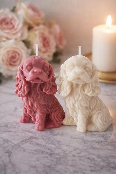 Dekorativne sveće u obliku psa 5x6cm - Ručno liveni model sa bogatim