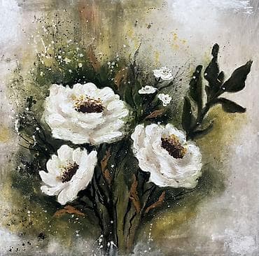 Akril na platnu – “Bele cvetnice” - Dimenzija slike 50*50 -