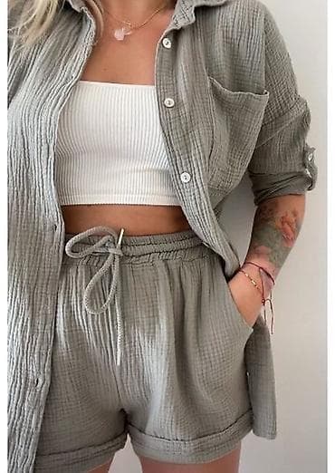 Dvodelni ženski komplet od muslina – košulja i šorts 3100 din