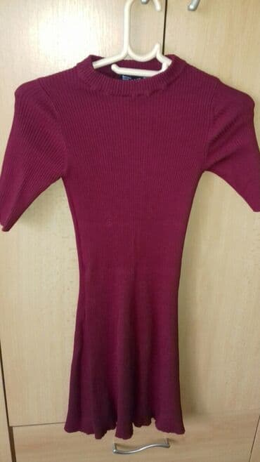 Dresses: Bershka XS, color - Burgundy, Short sleeves — 4