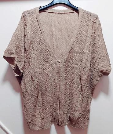 Pleteni kardigan/bluza sa rajsferšlusom - Boja: bež/taupe - Kroj