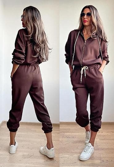 Donji delovi trenerke: 🔥Ženski komplet trenerke – duks sa rajsferšlusom i kapuljačom + donji — 9