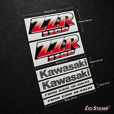 zvezdano nebo kola: Kawasaki ZZR 1100 Komplet Nalepnica - 2829 Komplet nalepnica za — 1