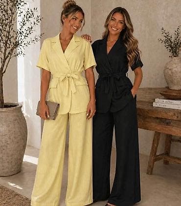 Damski komplet – ležerni blejzer sa kratkim rukavima i pantalone